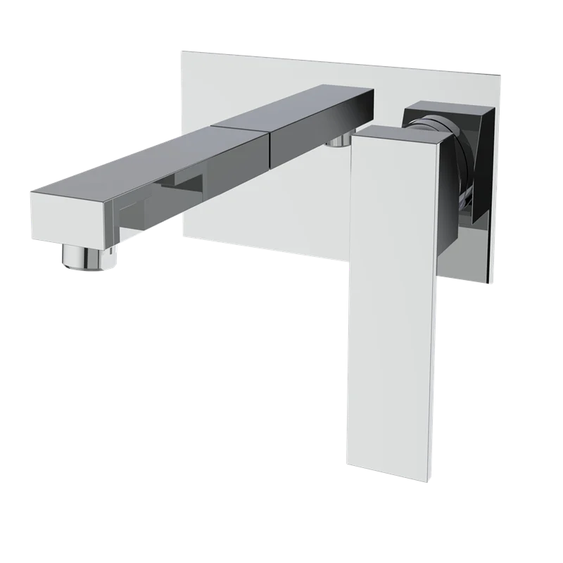 Cupc Square Design Modern Basin Faucet Wall Mounted Chrome Bathroom Tap Brass Ceramic Material with Excellent Durability Style