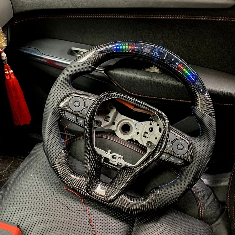 Hot Selling LED Carbon with carbon fiber with perforated leather with LED light on steering wheel for 2019-Corolla