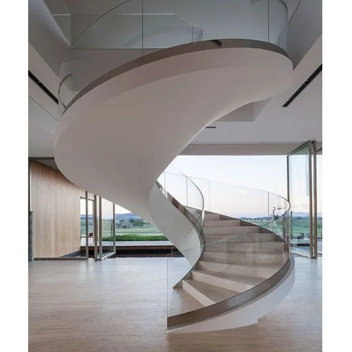 Elegant Style Stainless Steel Stringer Curved Staircase Used Spiral Stairs Oak Stair Tread