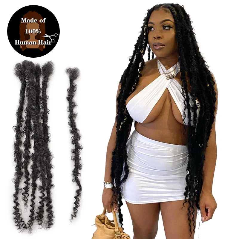Jiffy Hair 100% hand made curly ends natural human hair afro kinky bulk butterfly locs