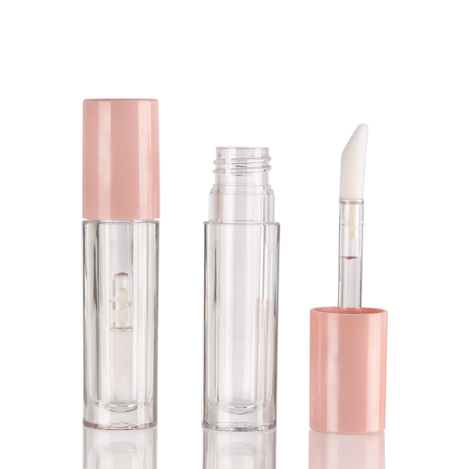 Empty Round 5m lip gloss tubes with l clear thick wand brush  big brush lipgloss tube
