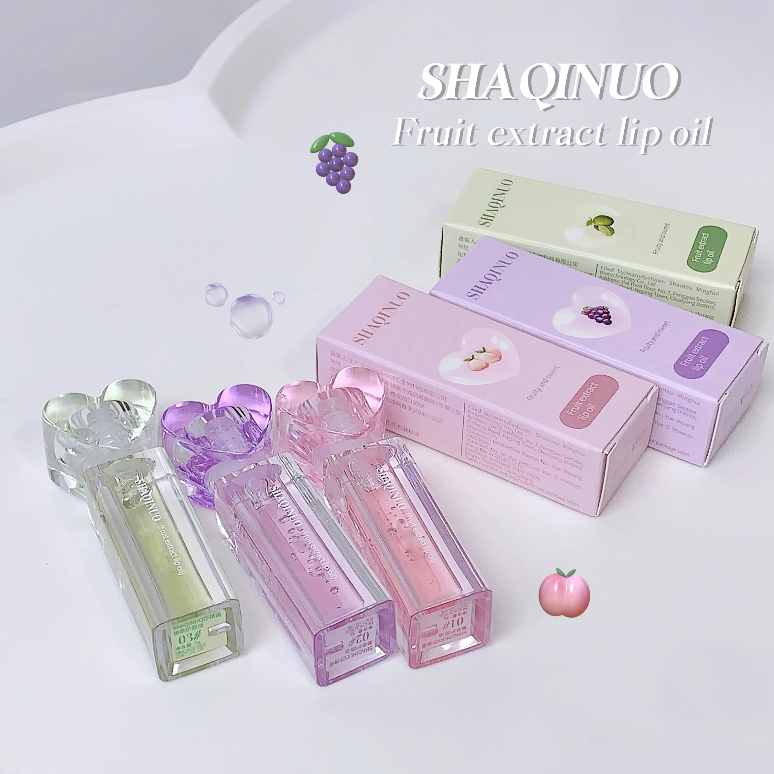 Fruit Flavored  Chemical-Based Moisturizing Lip Gloss in Box Packaging Dilutes Lip Lines and Enhances Makeup Lip Oil