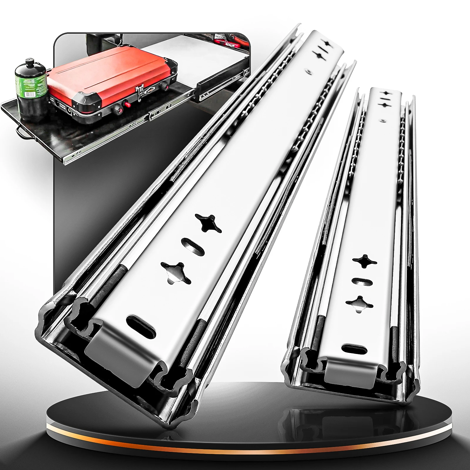 AOLISHENG  Heavy Duty Drawer Slides Ball Bearing Three Section Full Extension Side Mounting Industrial Rail 120kg Load Capacity