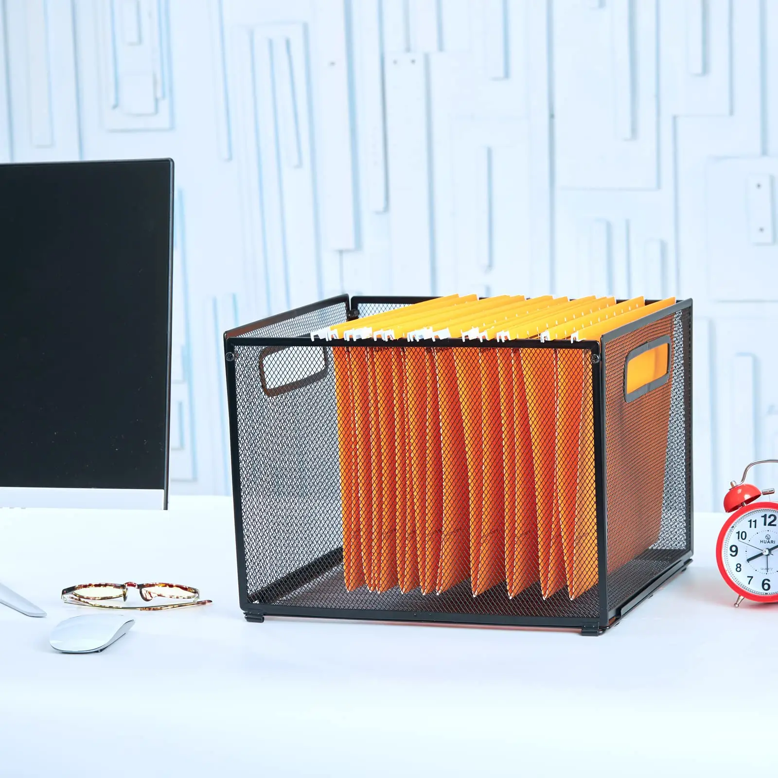 Letter-Size Hanging File Folder Organizer,Mesh Metal File Folder Box,Sundries or Toys Storage Box