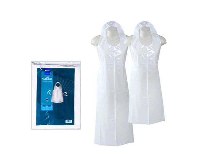 Factory supply disposable LDPE plastic customized apron packing waterproof protective disposable  plastic polyethylene pe apron