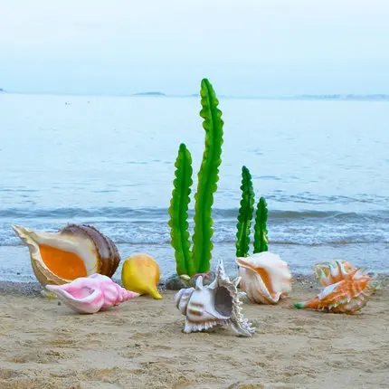 Outdoor marine theme decoration shell conch creative ornaments dolphin landscape glass steel
