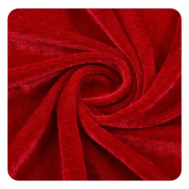 Competitive Price Red velvet fabric texture upholstery toy garment stage decoration backdrop fabric