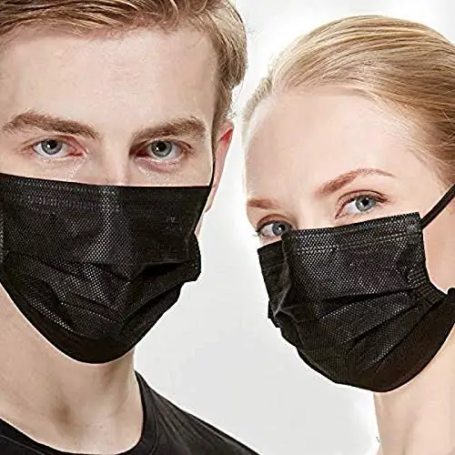 Man and Woman Same Style Black Black colors Color 3 Ply 50 Packs Disposable Facemask Filter Protection Face Mask