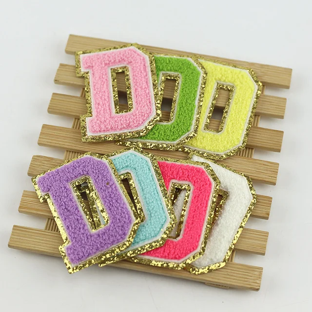 Cheap Customized Colorful Letters D Numbers Logo Soft Embroidered Chenille Labels Patches for Clothes