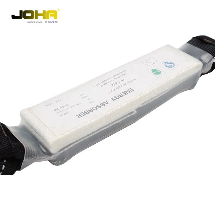 Double stretch fall protection shock absorbing lanyard with aluminium alloy big hook