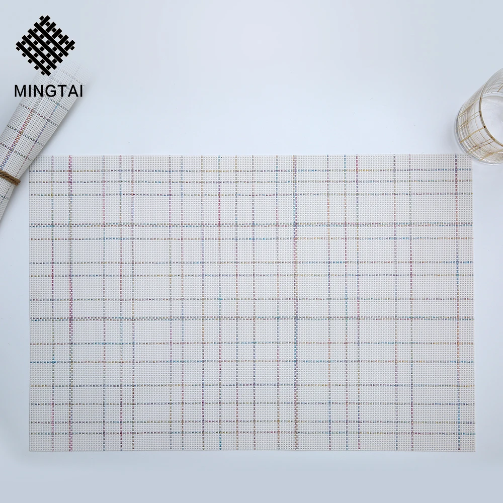 Vinyl Pvc Lattice Grid Placemat for Kitchen Eco-friendly Fabric New Design Customized Mats & Pads Rectangle CLASSIC