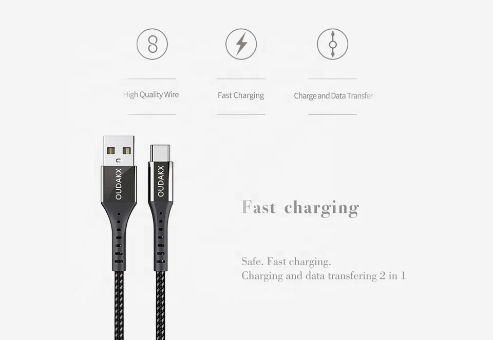 
Shenzhen factory supply Nylon braided 2.4A fast charging cable Type C 0.3M usb charger data Cable with good feedback 