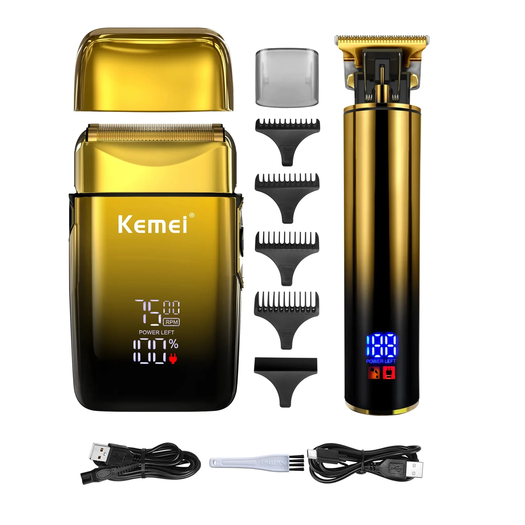 USB Rechargeable Barber Machine Set Barber Trimmer set KM-2131 Cordless Hair Cutter Electric Shaver & Bldc Barber Trimmer