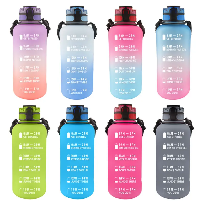 Eco friendly Products 2 Liter Water Bottle Supplier Motivational Plastic Tritan Water Bottles With Time Marker botella de agua