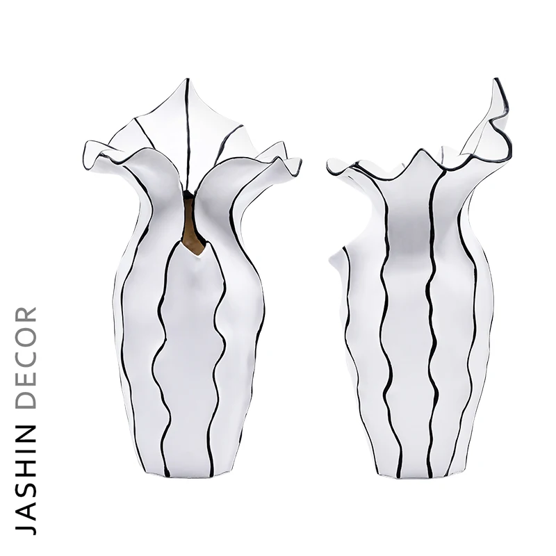 Минималистичное украшение для гостиной, ваза для цветов в скандинавском стиле, ваза из черной смолы с черной сеткой для домашнего искусства