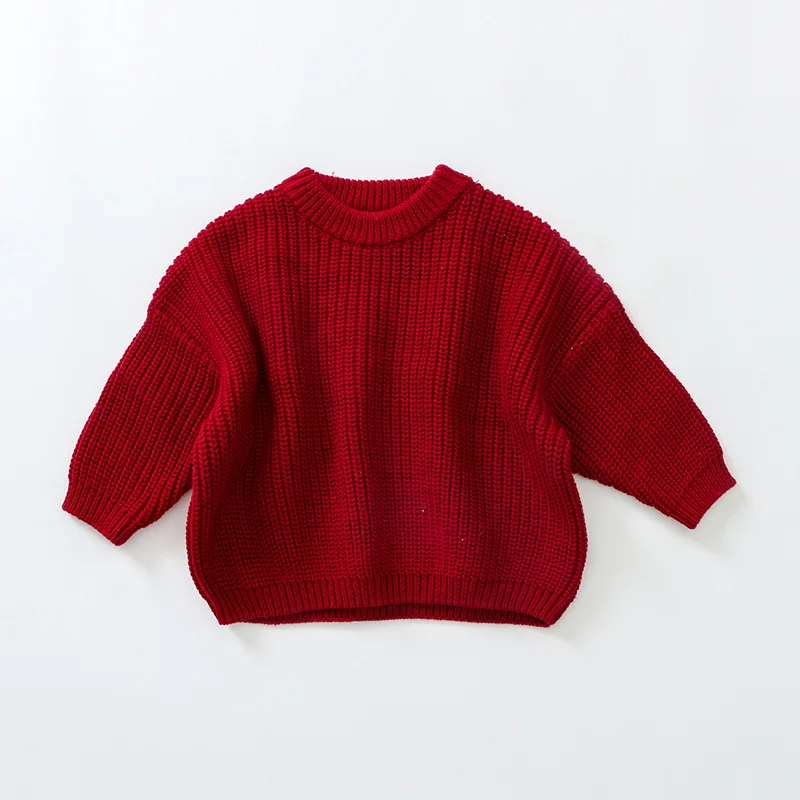 Baby Oversized Knitted Jumper Girls Boys Winter Ribbed Knit Sweater Chunky Pullover Long Sleeve Knitwear Top