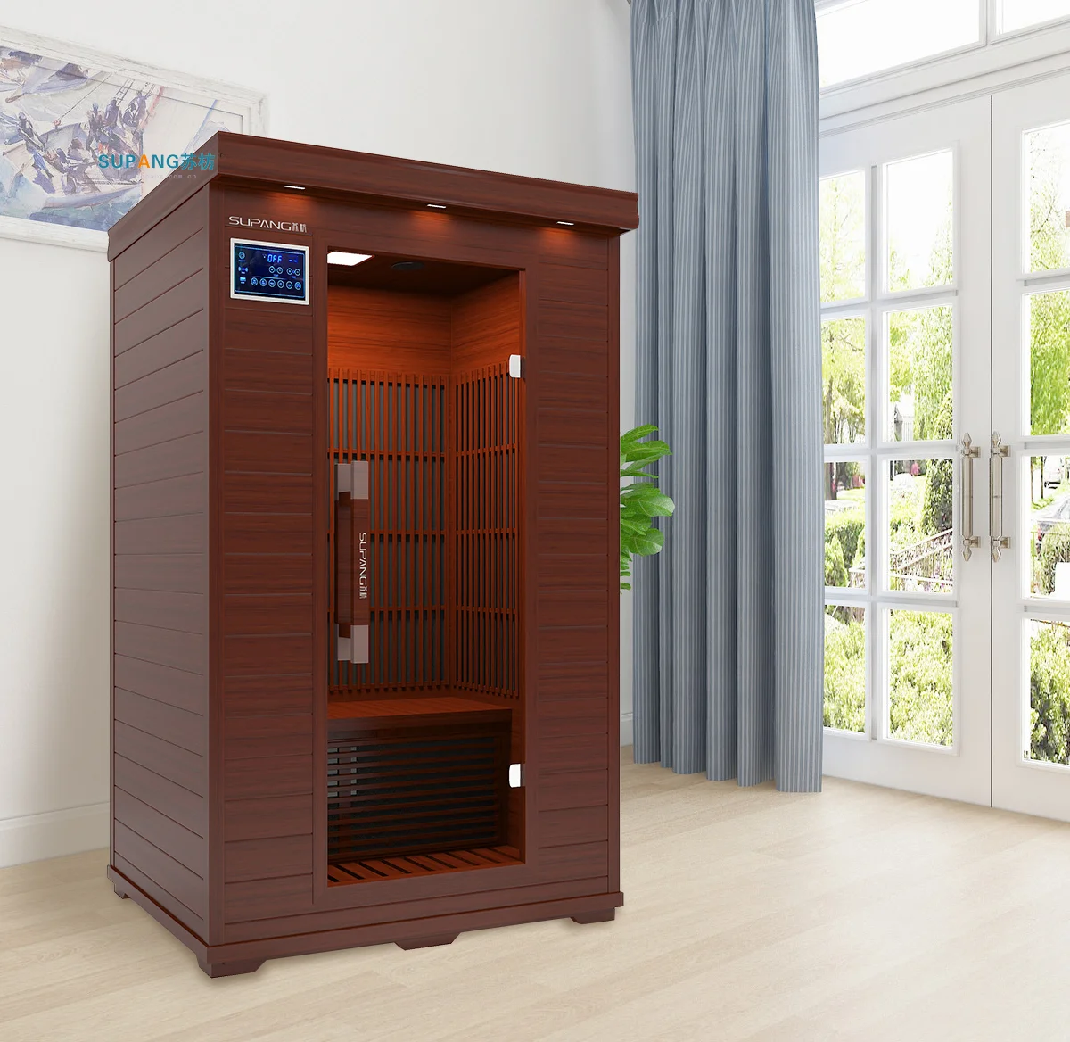 2 People Wooden Infrared House Computer Control Panel red cedar Sauna