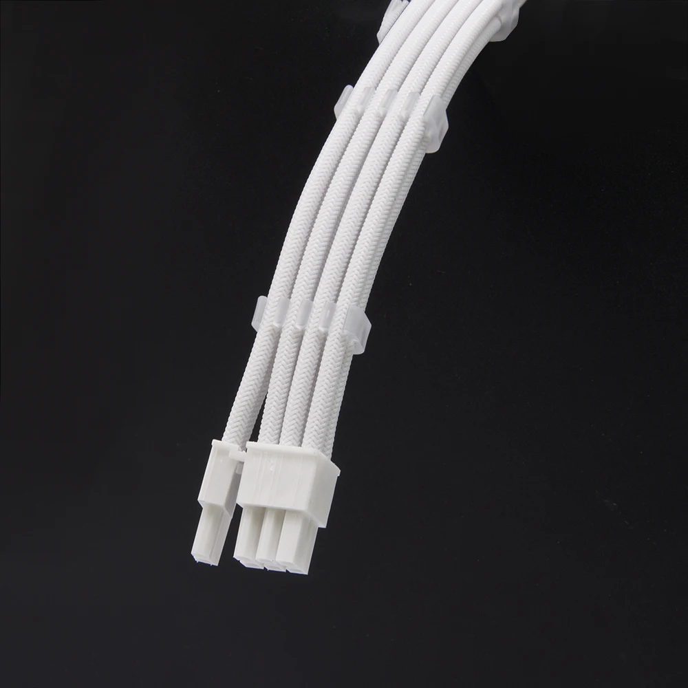 ATX 24P 8P 6P PSU Extension Cable 18AWG Softest PET Braided Sleeving White Cable Comb