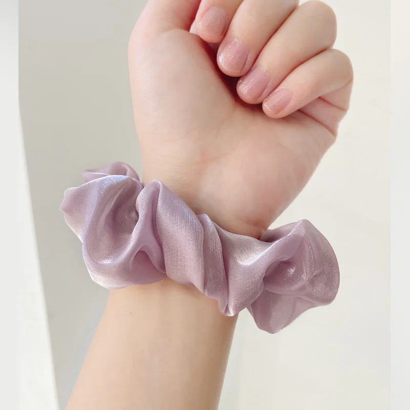 french style solid color silk scrunchy hair band for girls and women