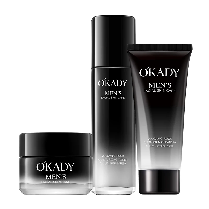 Оптом с фабрики под заказ для мужчин средства по уходу за кожей из вулканической породы перлита, контроль жирности, влаги, уход за кожей, комплект одежды из 3 предметов