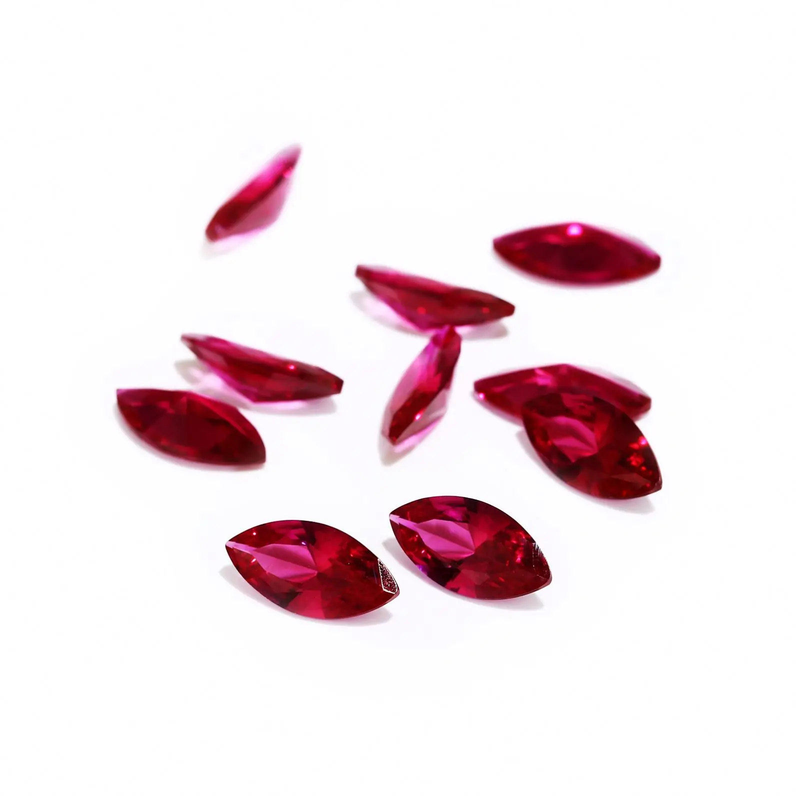 Megan Factory Marquise Cut Loose Synthetic Blood Red Ruby Stones lab grown created gemstones for making ring necklace