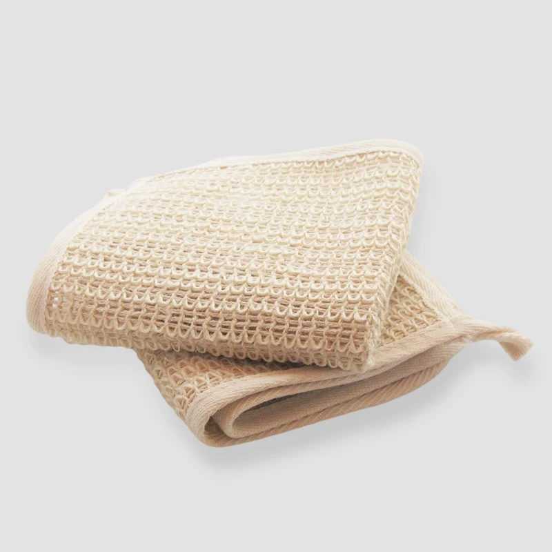 Natural Sisal Hemp Cotton Back Strap Exfoliating Dead Skin Bath Shower Towel
