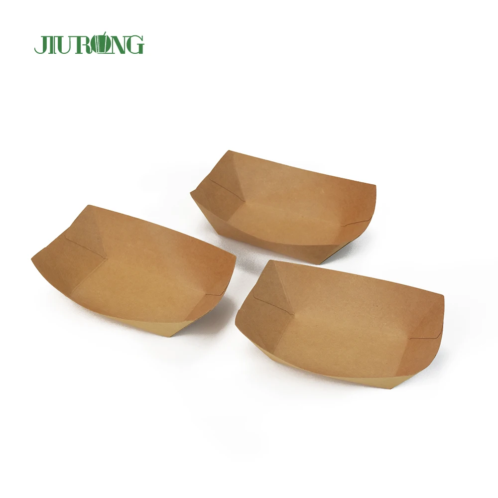 Sustainable Eco Friendly Disposable Snack Kraft Food Paper Tray Food  Packaging Container