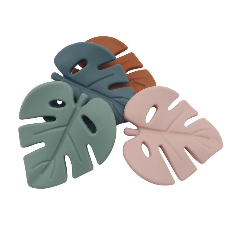 BPA free Food Grade Silicone Leaf shape Chew Teether Soothing Teething Toys
