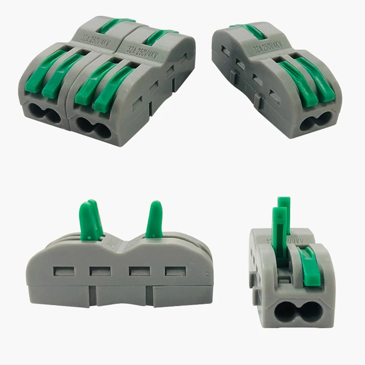 factory selling directly 4.0mm square terminal one-in-two-out brass contact metal lines quick wire connector