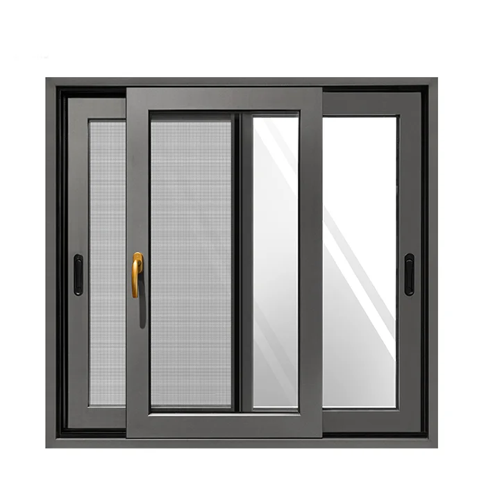 Triple Pane Big Reinforced Profiles Slide Glass Arch House Windows Aluminum Sliding With Mosquito Net