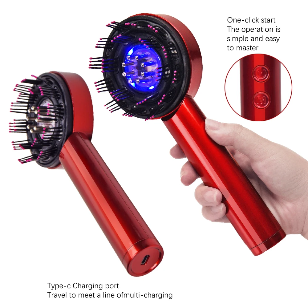 Red Light Hair Scalp Massager Portable Hair Oil Applicator Electric Head Scalp Massage Comb