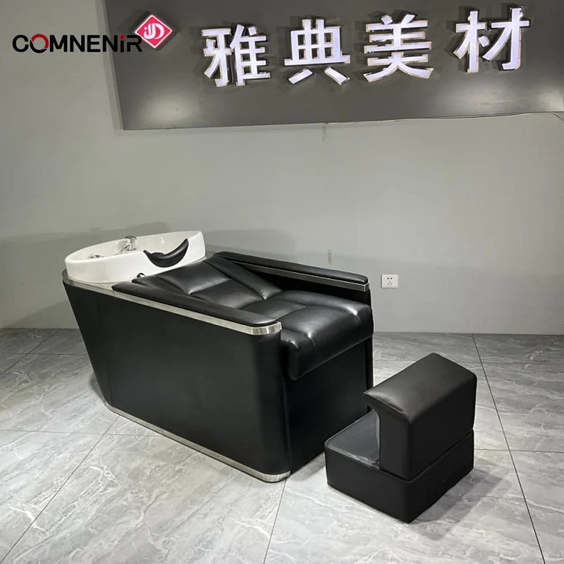 Synthetic Leather Headspa Shampoo Bed with Salon Sink Comt Style Therapy Chair  Workshop Use