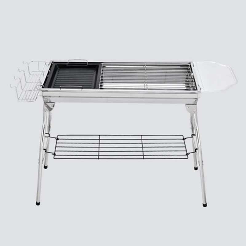 Commercial BBQ Grills Outdoor Stainless Steel Barbecue Grill Basket Portable Charcoal Fold BBQ Grills