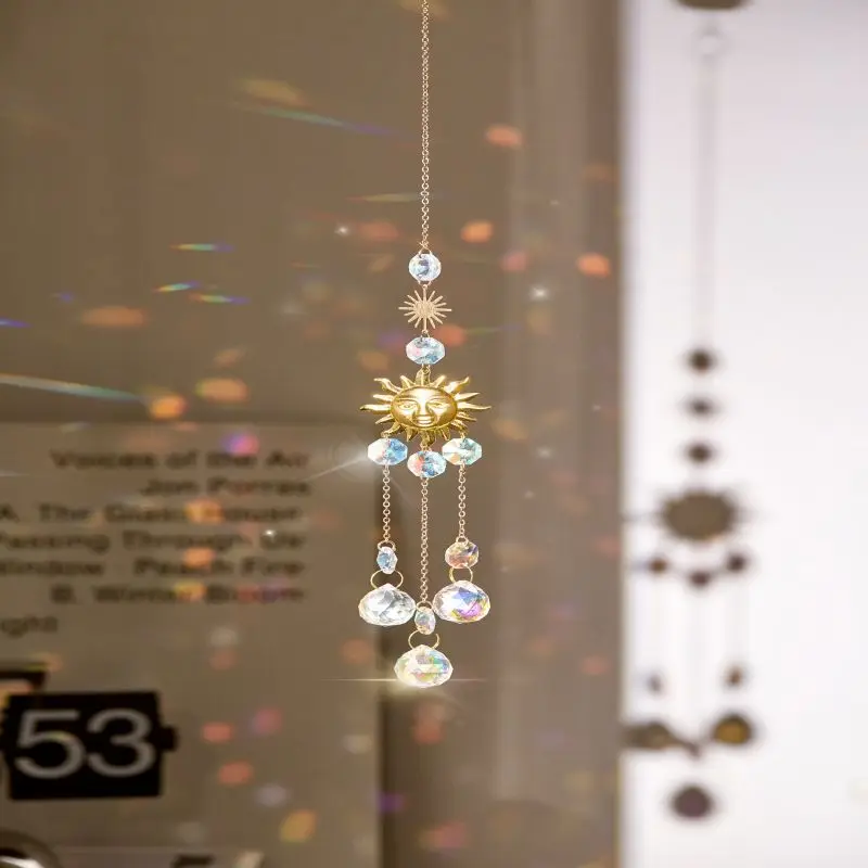 Dropshipping Sun Catcher Hanging Suncatcher Shiny Rainbow Crystal Prism Ball Decor And Suncatchers Moon