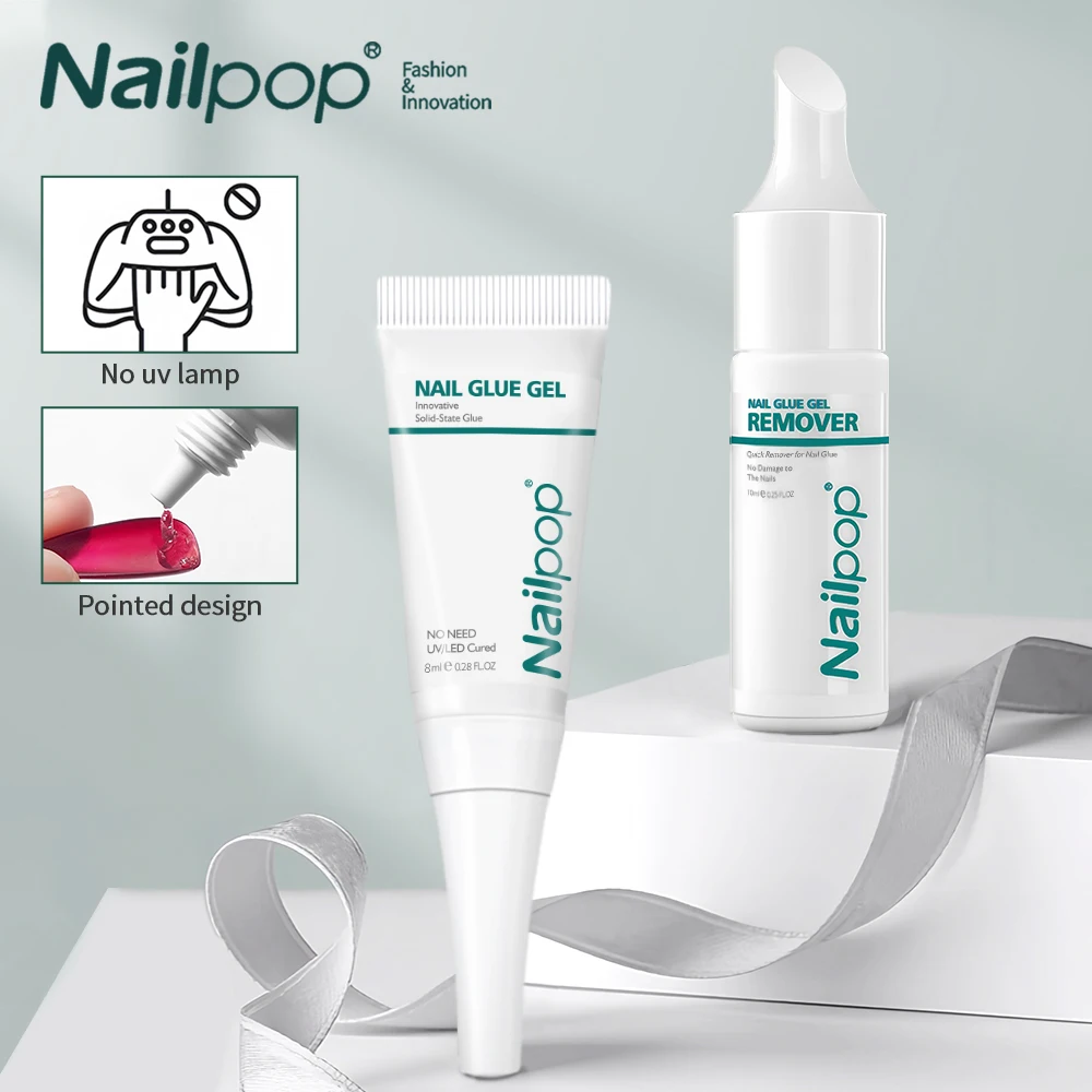 Быстросохнущий твердый клей для ногтей Nailpop снятия насадки на ногти не требуется ультрафиолетовая лампа длительный набор липких