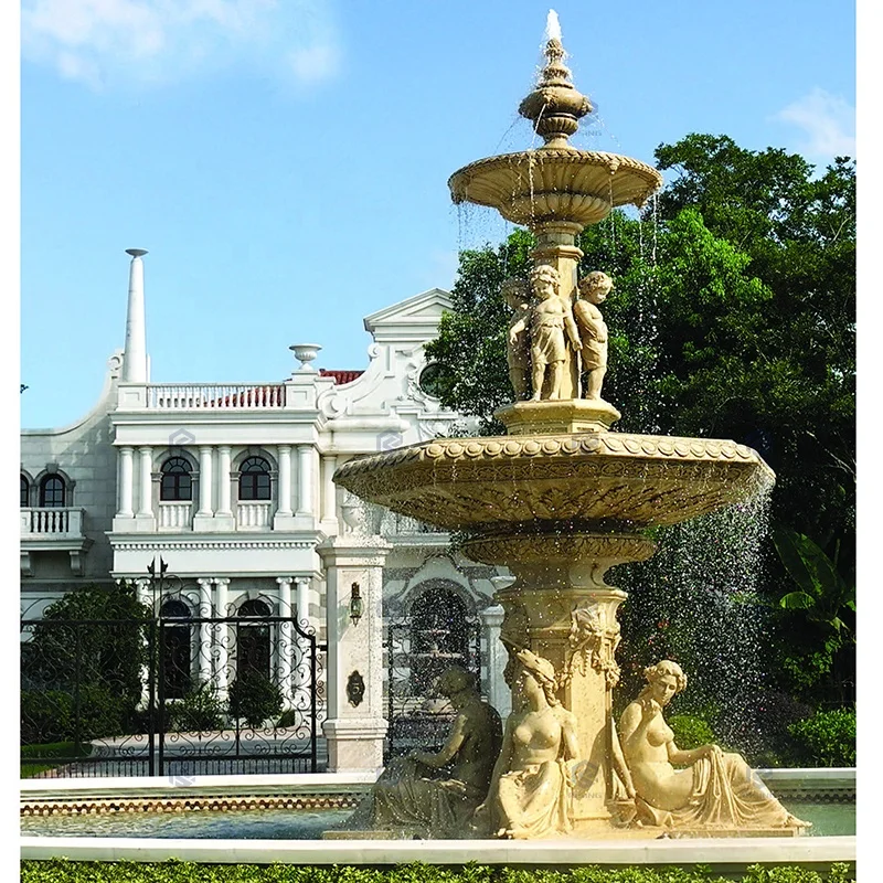Large Customized Outdoor Indoor Home Wall Decor Marble Stone Ball Lion Buddha Statue Sculpture Water Fountain