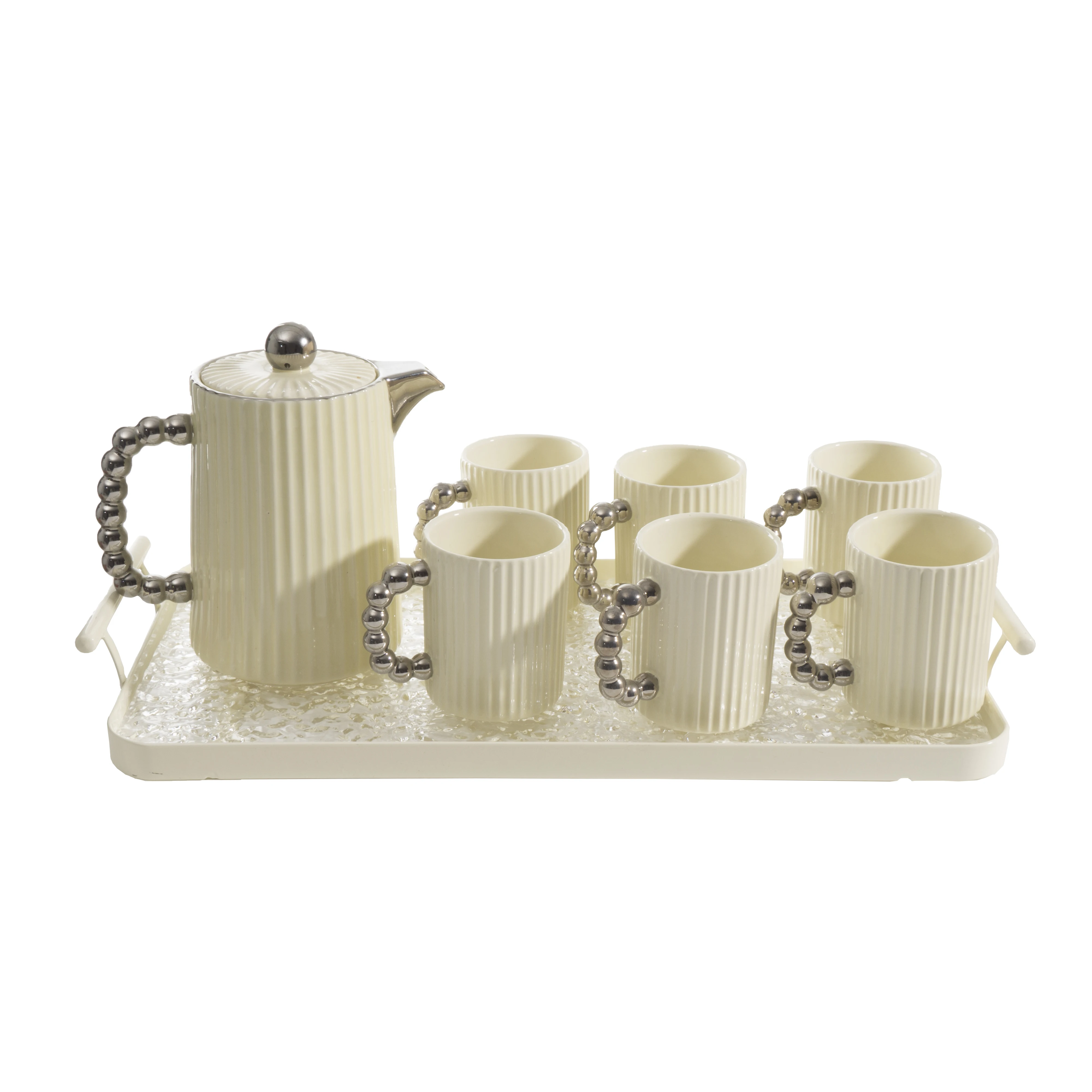 Nordic home living room corrugated ceramic tea set water set light luxury simple creative cold kettle water cup teapot tea cup