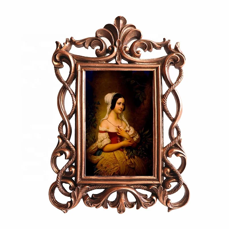 Antique 4x6 Inch Resin Photo Frame Imitation Bronze Vintage Style with Custom Print Table Top Display Wall Hanging Home Decor