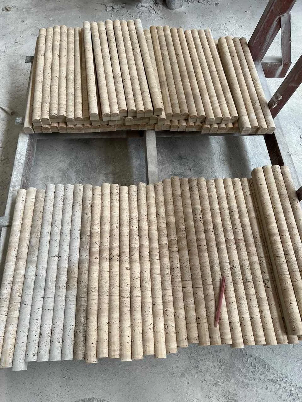 Wholesale Price  Turkish White Beige Travertine Stone Plinth Coffee Table Stone Pedestal Column Stand Display Side Table