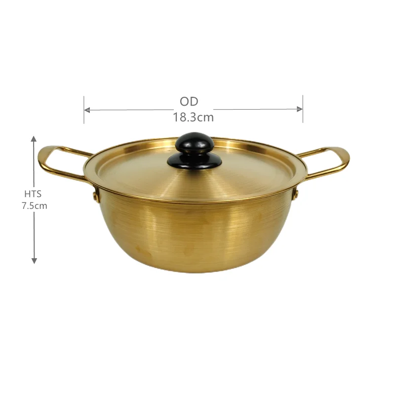 Manufactured Product Korean Thickened Stainless Steel Double Gold Ear Ramen Pot With Lid