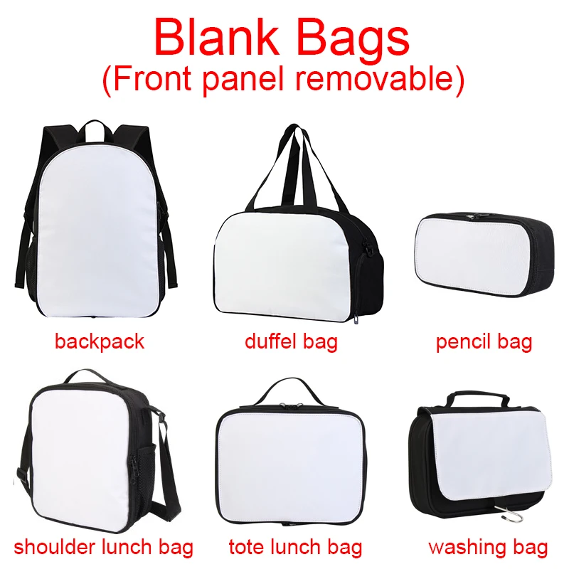 sublimation Semi-finished Front  cartoon Removable Detachable part 3D custom design blank school bag backpack