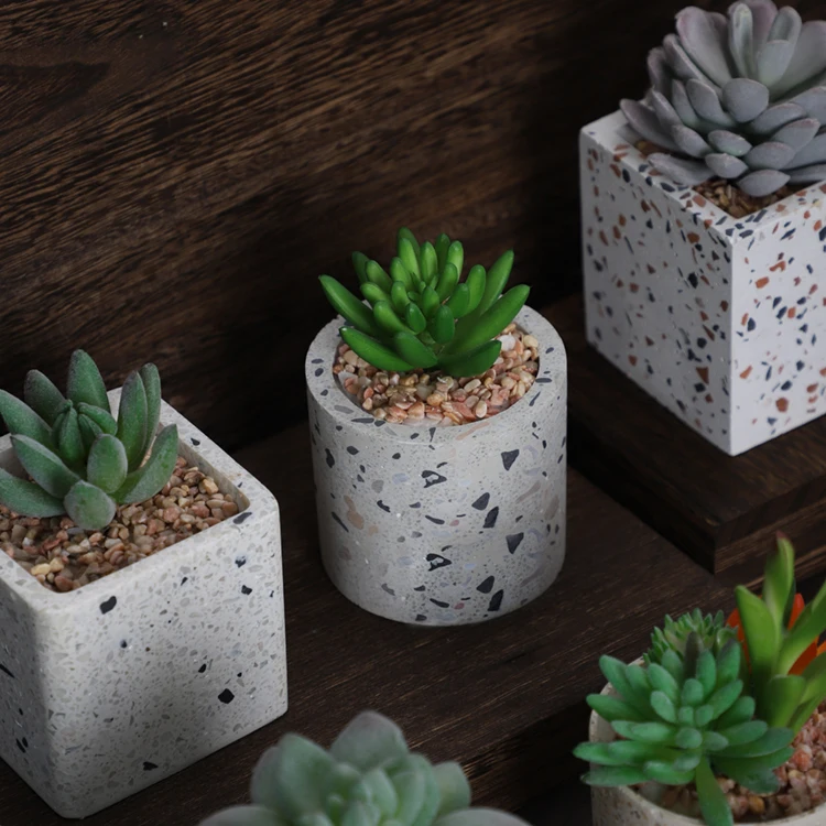 High quality popular item wholesale wedding decoration terrazzo flowerpot / home garden ceramic pot for live green indoor plant