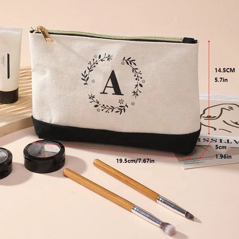 custom printed women toiletry travel professional cotton makeup wash zip pouch beauty canvas cosmetic bag
