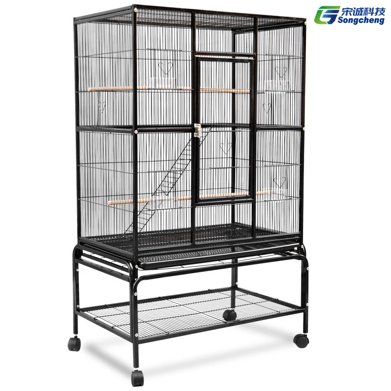 3-layers Luxury Large Space Parrots Bird House Metal Canary Big Breeding Bird Cage