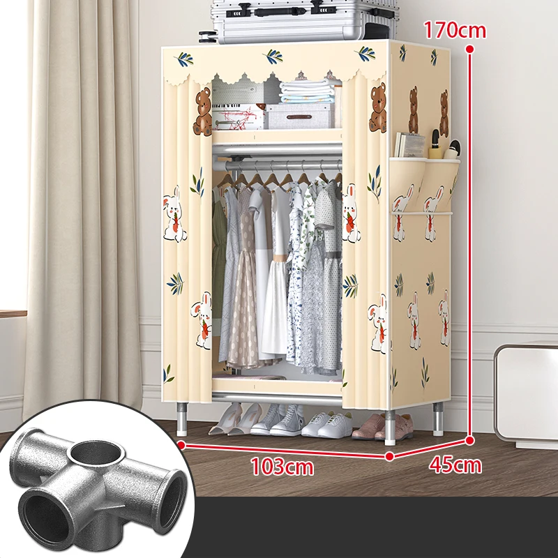 High Quality Control 	25MMsteel pipe	modern	Alloy joint	detachable	armoire chambre	for	Small apartment, bedroom