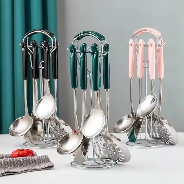 Modern Kitchen Utensils Stainless Steel Non-stick Fried 4-piece Golden /silver Handle Pp Kitchen Accessories Gold