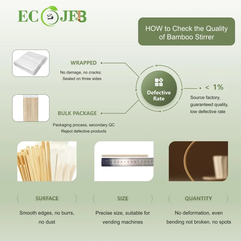 178*4*1.3 mm Disposable Natural Bamboo Coffee Stirrer
