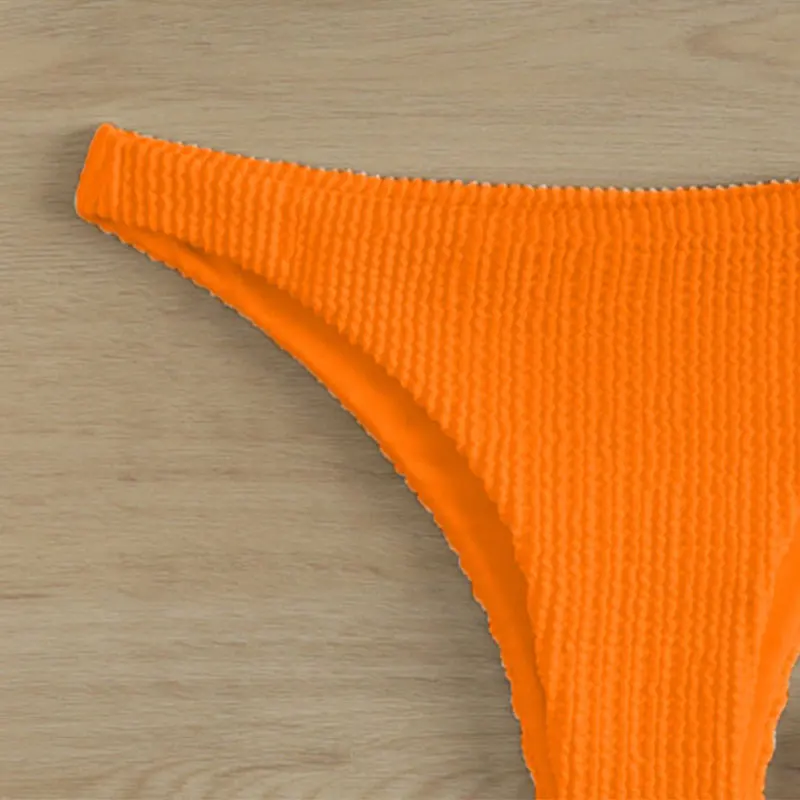 Hot Selling Textured 2 Piece Bathing Suits Woman Halter String Bikini Custom Swimwear Beachwear