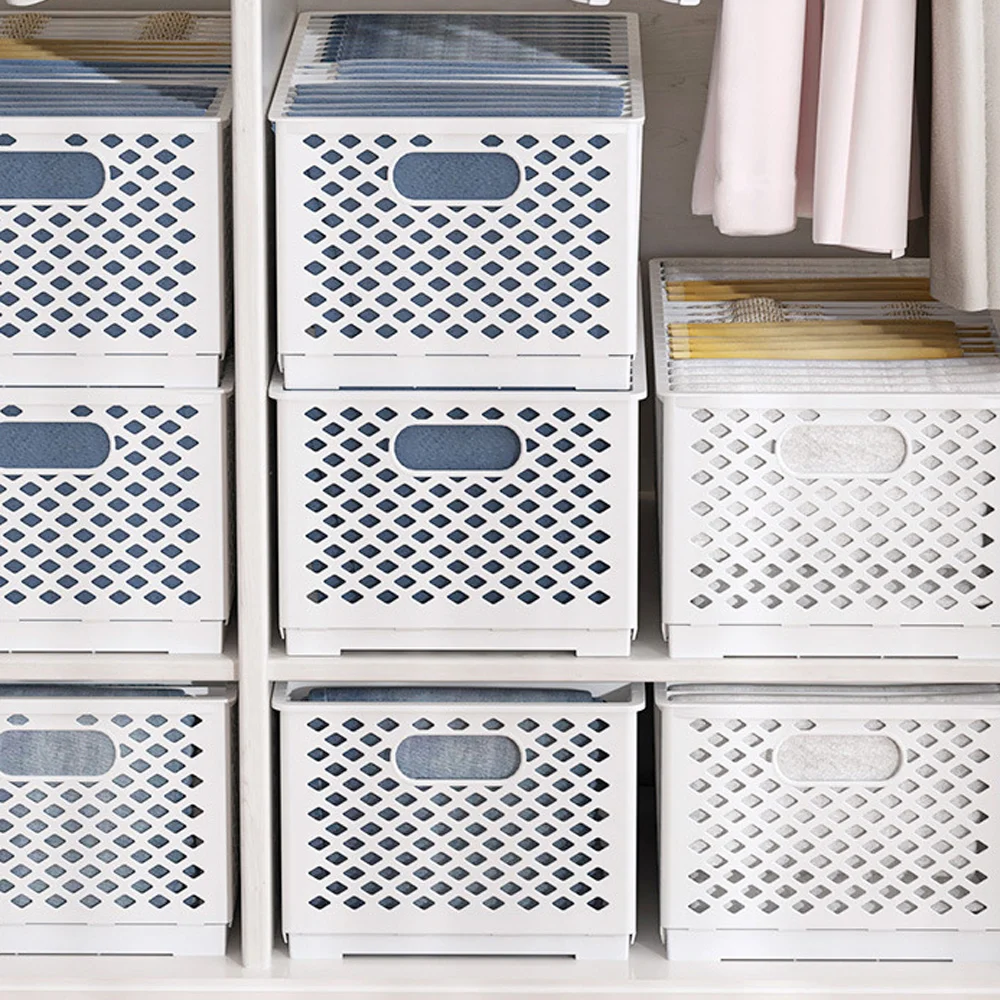 Bathroom Folding Storage Box No Dividers Storage Basket Collapsible For Clothes With Handle