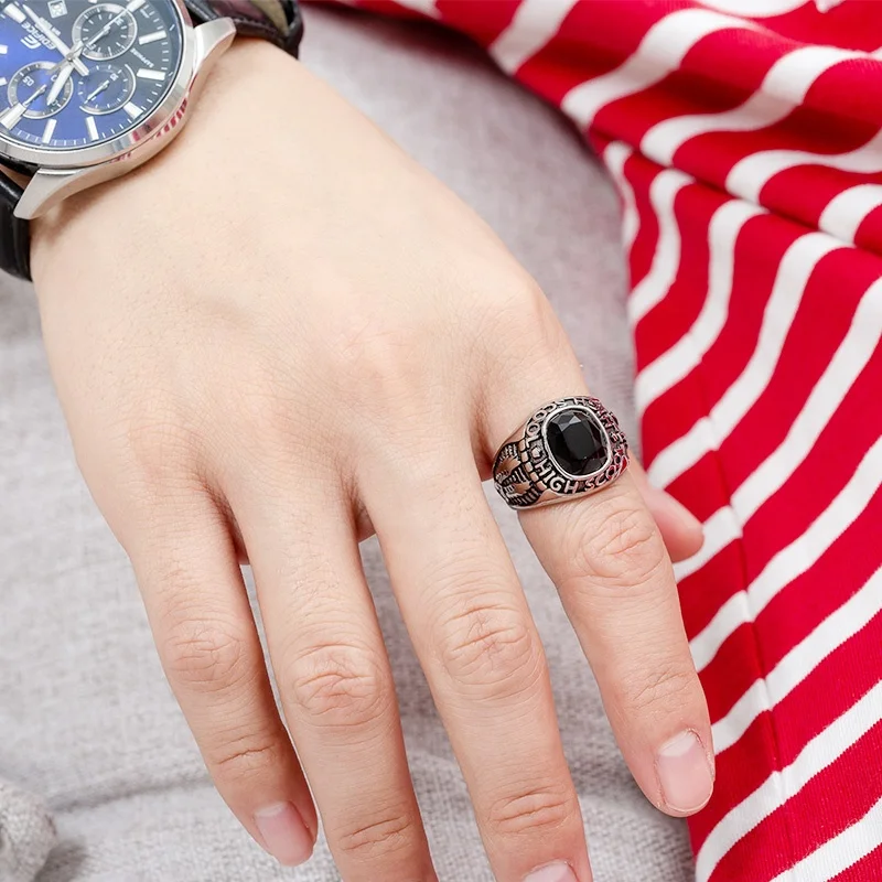 
stainless steel eagle black Gemstone rings for men fashion jewelry 